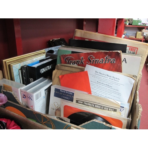 1027 - Frank Sinatra - records, vhs videos, various publications, postcard, etc:- One Box.