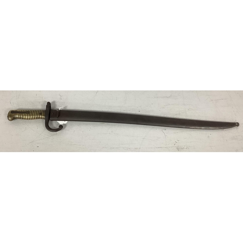 330 - Franco Prussian War French Chassepot Yataghan type bayonet with scabbard, plus WWII model 1938 Mannl... 