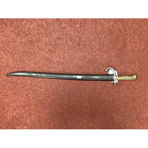 332 - Franco Prussian War French Chassepot Yataghan Type Bayonet and Scabbard, bayonet dated to year '1868... 