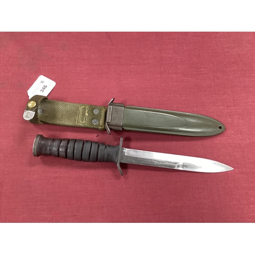 346 - WWII American M3 Trench Knife, marked with 'US M3 Imperial' on knife guard and scabbard, marked with... 