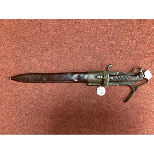 352 - WWI Imperial German Model 1898/05 'Butcher Knife' Bayonet with Sawback Blade, scabbard and leather f... 