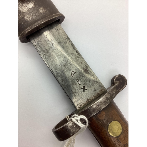 361 - Second Boer War British Pattern 1888 Bayonet and Scabbard, bayonet manufacturer mark 'EFD' (Enfield)... 