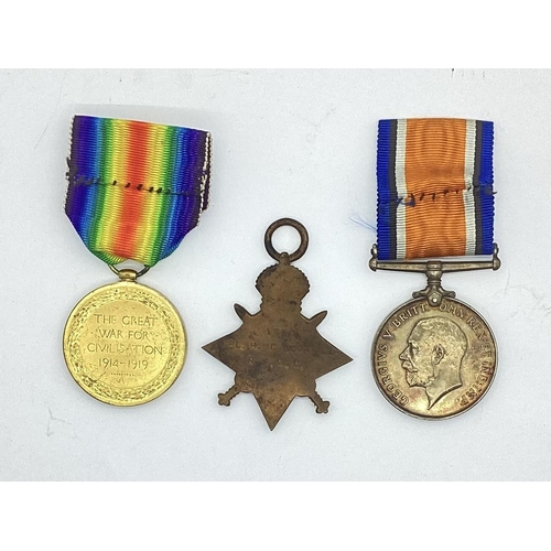 460 - WWI Trio of British Medals, comprising 1914-15 Star, British War Medal and Victory Medal awarded to ... 