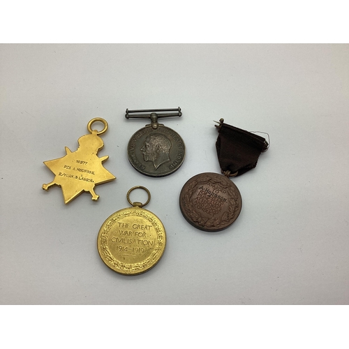 469 - WWI British Medal Duo, comprising British War Medal and Victory Medal awarded to 10377 PTE A Hodgson... 