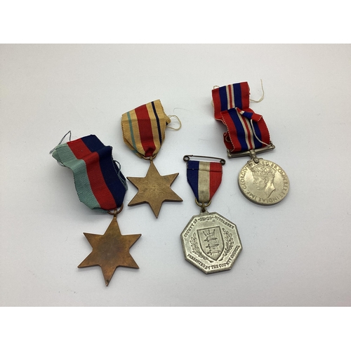 473 - WWII British Medal Group, comprising 1939-1945 Star, Africa Star, 1939-1945 War Medal, plus, Silver ... 