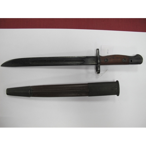 357 - WWII Australian 1907 Pattern Short Bayonet, with various marks on blade including year '45', manufac... 