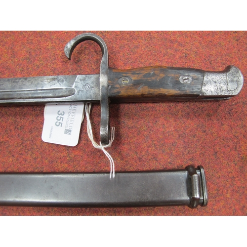 355 - WWII Imperial Japanese ArisakeType Bayonet and Scabbard, bayonet manufacturer mark represents Kokura... 