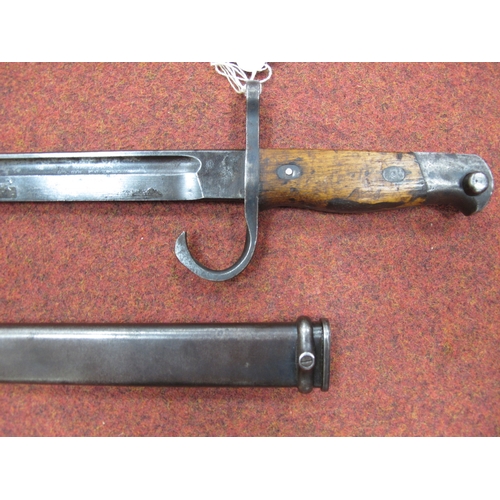 355 - WWII Imperial Japanese ArisakeType Bayonet and Scabbard, bayonet manufacturer mark represents Kokura... 