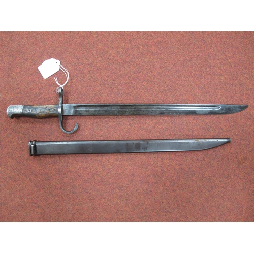 355 - WWII Imperial Japanese ArisakeType Bayonet and Scabbard, bayonet manufacturer mark represents Kokura... 