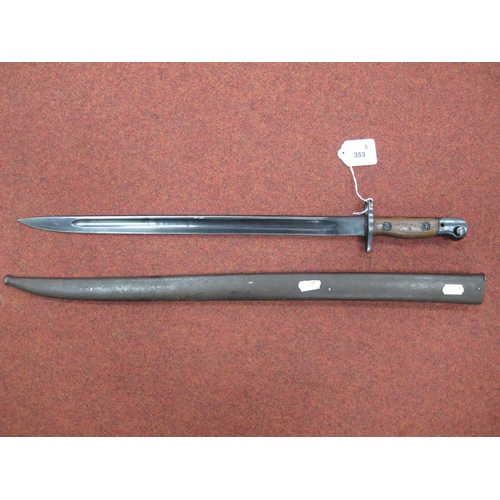 353 - WWII Australian 1907 Pattern Bayonet, with various marks on blade including Year '42', manufacturer ... 