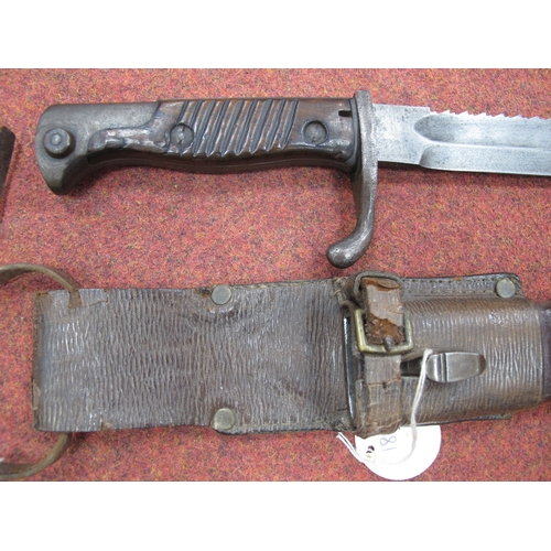 348 - WWI Imperial German Model 1898/05 'Butcher Knife' Bayonet with Scabbard, marked on blade with manufa... 