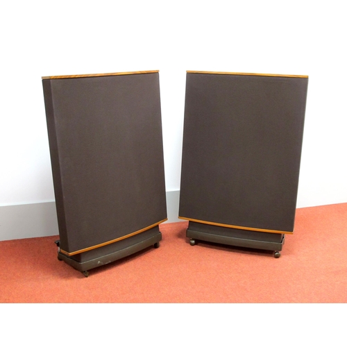 405 - Pair of Quad ESL 63 Speakers with original packaging, stands and instruction manual. 36” high, 26” w... 