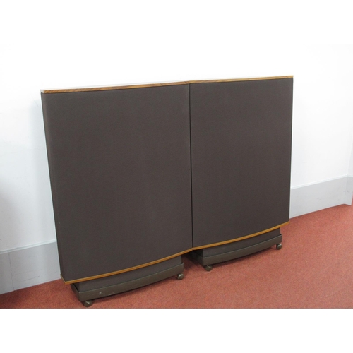 405 - Pair of Quad ESL 63 Speakers with original packaging, stands and instruction manual. 36” high, 26” w... 