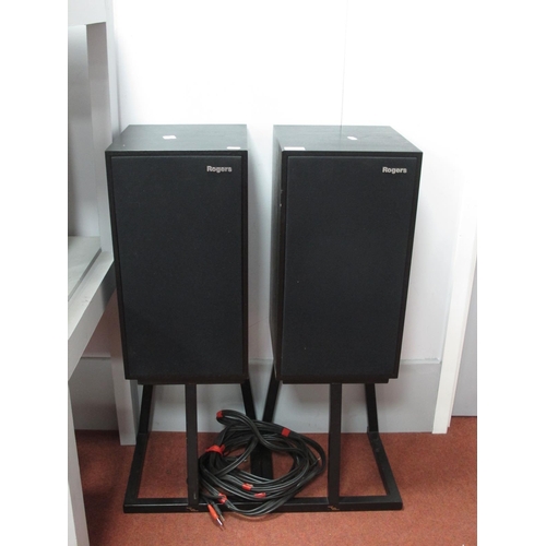 421 - Pair of Rogers LS6 Speakers, includes stands and speaker wire, (untested).