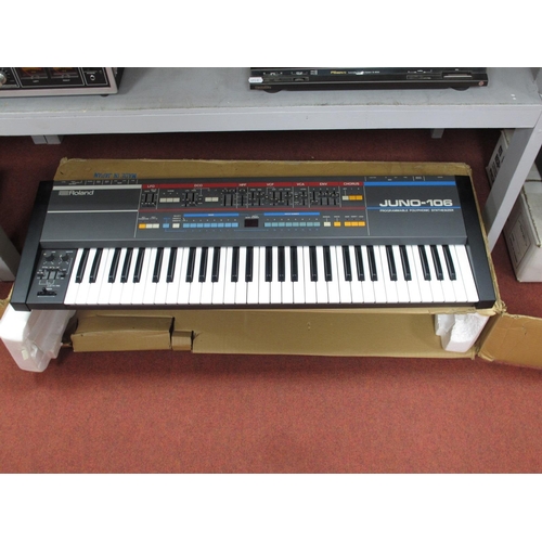 426 - Roland Juno-106 Polyphonic Synthesizer, boxed with instruction manual, (untested).