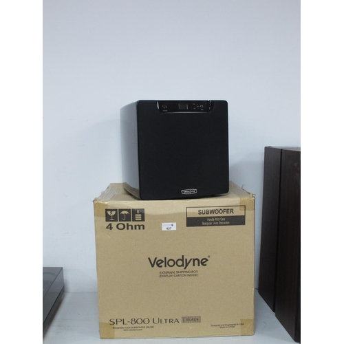 437 - Velodyne SPL-800 Ultra Subwoofer, as new, boxed, (untested).