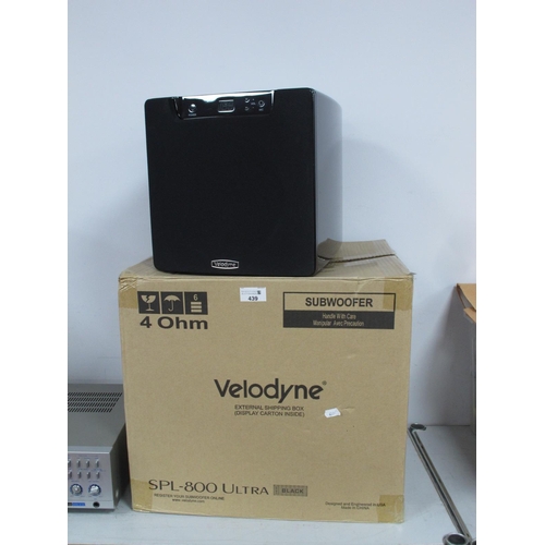 439 - Velodyne SPL-800 Ultra Subwoofer, as new, boxed, (untested).