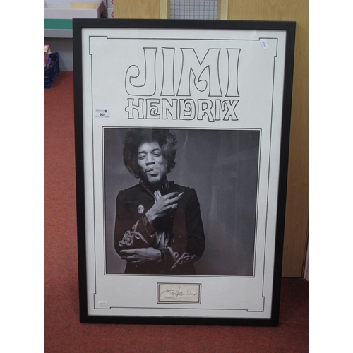 466 - Jimi Hendrix Signature, signed in pencil, with a nicely framed picture; together with a letter of Au... 