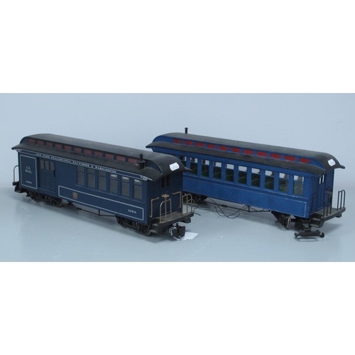 966 - Two Outline American G Scale Coaches including Bachmann 'New York, Philadelphia, Baltimore & Washing... 