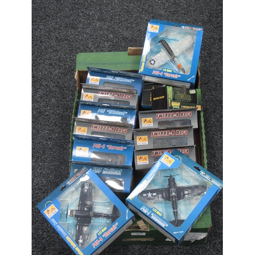 781 - Sixteen Boxed Plastic Miltary Model Aircraft and Armoured Vehicles by Easy Model.