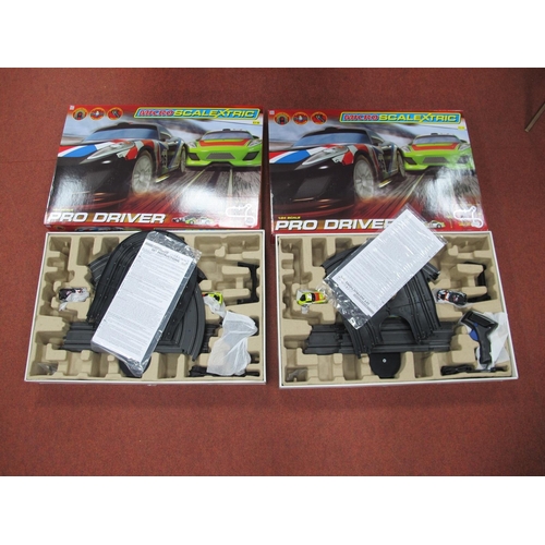 486 - Two 1:64th Scale Pro Driver Micro Scalextric Slot Car Sets, appearing 'mostly' complete, (untested f... 