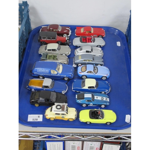 528 - Sixteen Diecast and Plastic Model Vehicles by Provence Moulage, Minichamps, Solido, Auto Art, Norev,... 