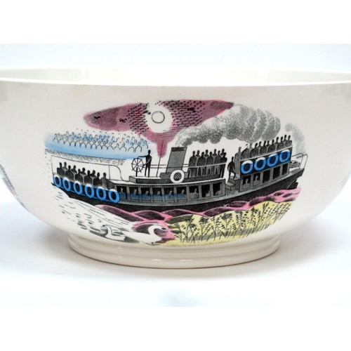 1078 - Eric Ravilious for Wedgwood Pottery 'Boat Race' Bowl, the exterior decorated with boat races in Oxfo... 