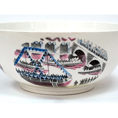 1078 - Eric Ravilious for Wedgwood Pottery 'Boat Race' Bowl, the exterior decorated with boat races in Oxfo... 