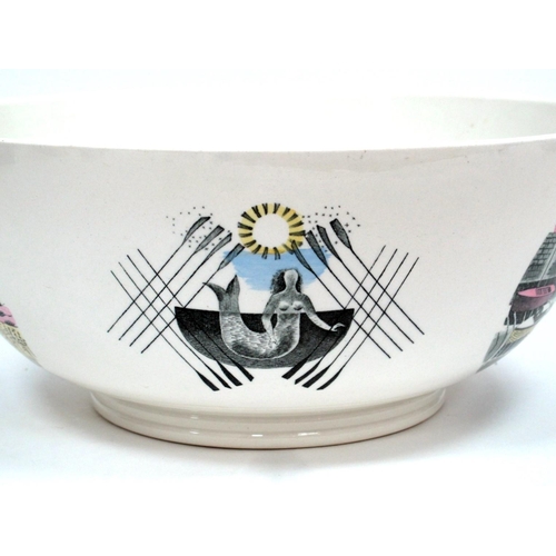 1078 - Eric Ravilious for Wedgwood Pottery 'Boat Race' Bowl, the exterior decorated with boat races in Oxfo... 