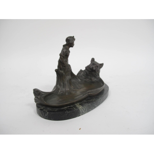 1290 - After Antoine Bofill (French, 1875-1921); A Bronze Inkstand, cast as Little Red Riding Hood carrying... 