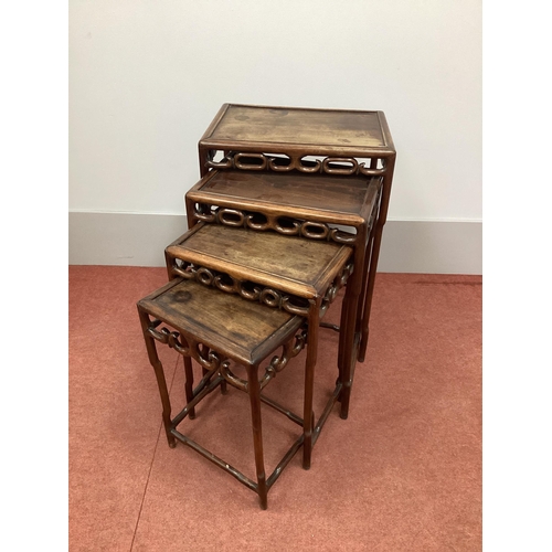 1531 - A Chinese Hardwood Harlequin Quartetto Nest of Tables, 50cm wide.