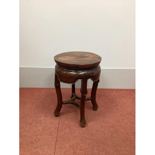 1532 - A Late XIX Century Hardwood Jardiniére Stand, with circular top and shaped apron on shaped legs unit... 