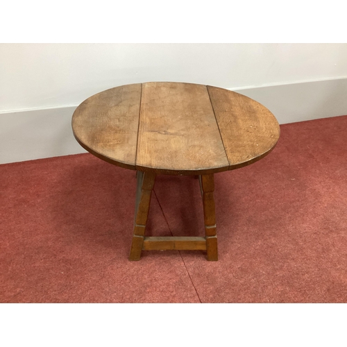 1533 - Robert 'Kingpost' Ingham Arts & Crafts Yorkshire School Coffee Table, with adzed top and drop leaves... 