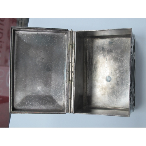 1282 - A Moritz Hacker Art Nouveau Pewter Trinket Box, of footed rectangular form with hinged lid, cast wit... 