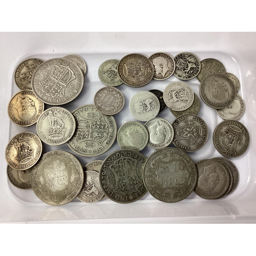 463 - GB Pre 1947 Silver Coins, including Half Crowns, Shillings, Threepences etc, total weight 185g.
