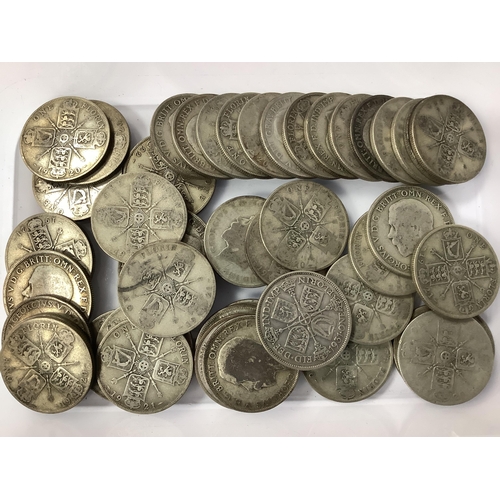 469 - Collection Of GB Pre 1947 Silver Florins, total weight 500g.