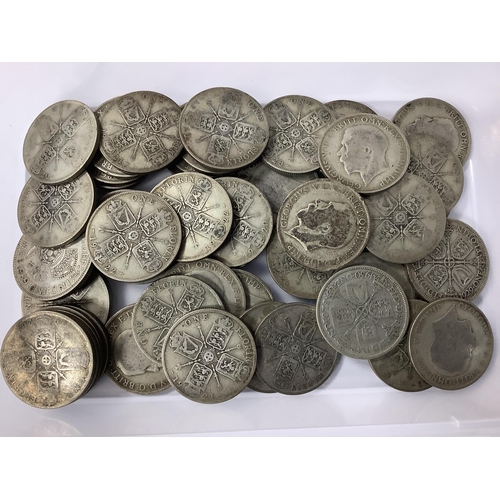 473 - Collection Of GB Pre 1947 Silver Florins, total weight 500g.