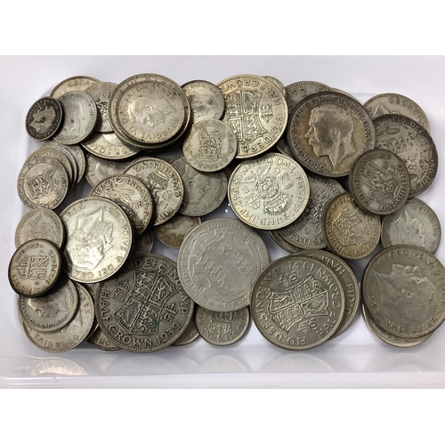 476 - Collection Of GB Pre 1947 Silver Coins, including Half Crowns, Shillings etc, total weight 400g.
