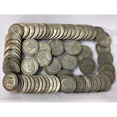 480 - Collection Of Pre 1947 Silver One Shillings, total weight 400g.