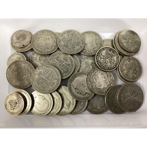 496 - GB Pre 1947 Silver Coins, including Half Crowns, Florins, Shillings etc, total weight 400g.