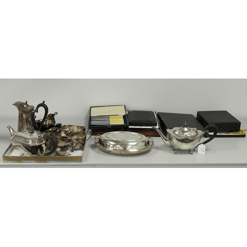 2 - Assorted Plated Ware, including two plated tea sets, an oval lidded entree dish, etc; together with ... 
