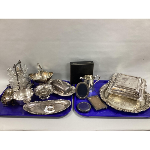 46 - Three Hallmarked Silver Photograph Frames, hallmarked silver napkin ring of reeded decoration, toget... 