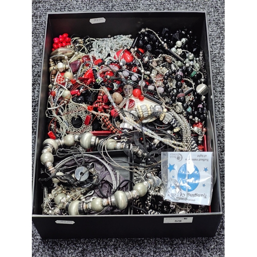 59 - An Assortment of Costume Jewellery, in hues of red, white and black :- One Box