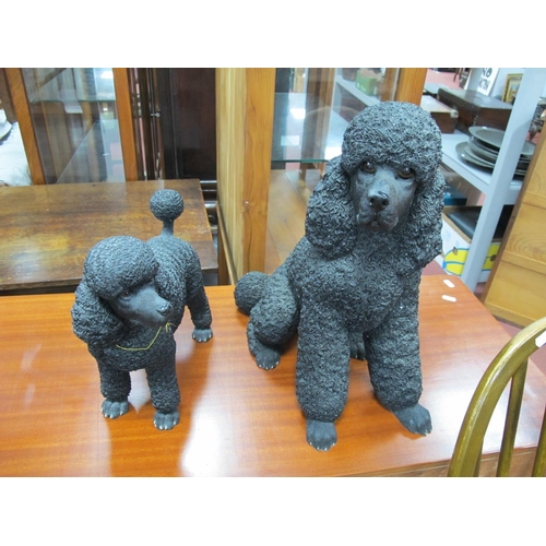 1165 - Two Leonardo Black Poodle Figures, the tallest 39cm.