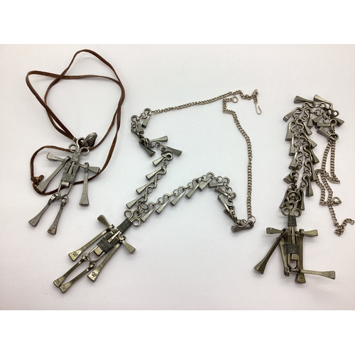 11 - Three Vintage Horseshoe Nail Necklaces, of Brutalist style. (3)