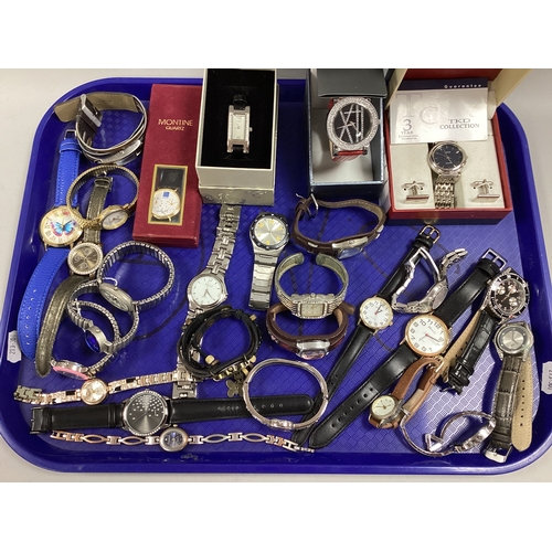 15 - A Quantity of Modern Wristwatches, to include Equilibrum, Montine, Citron, Ellesse, cufflink set etc... 