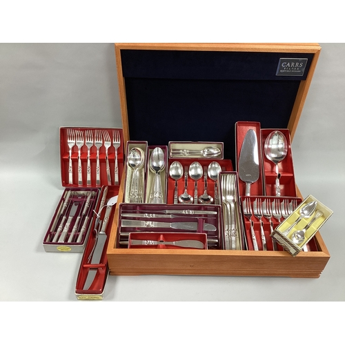 24 - Morning Star Pattern Community Plate Cutlery, boxed sets including knives, forks and spoons, cake sl... 