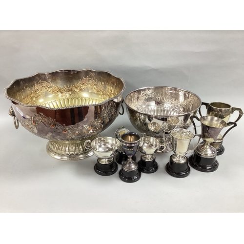 3 - Three Small Hallmarked Silver Twin Handled Trophy Cups, each on black socle base; together with furt... 