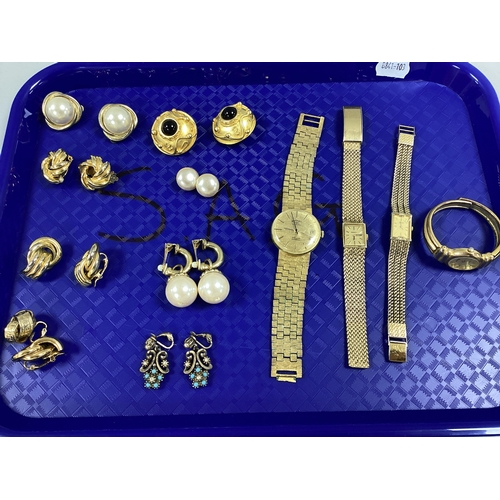 36 - A Small Collection of Gilt Coloured Wristwatches, to include Rotary 21 Jewels Incabloc, Regency 17 J... 