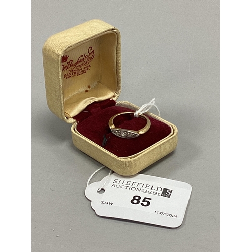 85 - An Antique Diamond Set Ring, of boat shape, stamped 